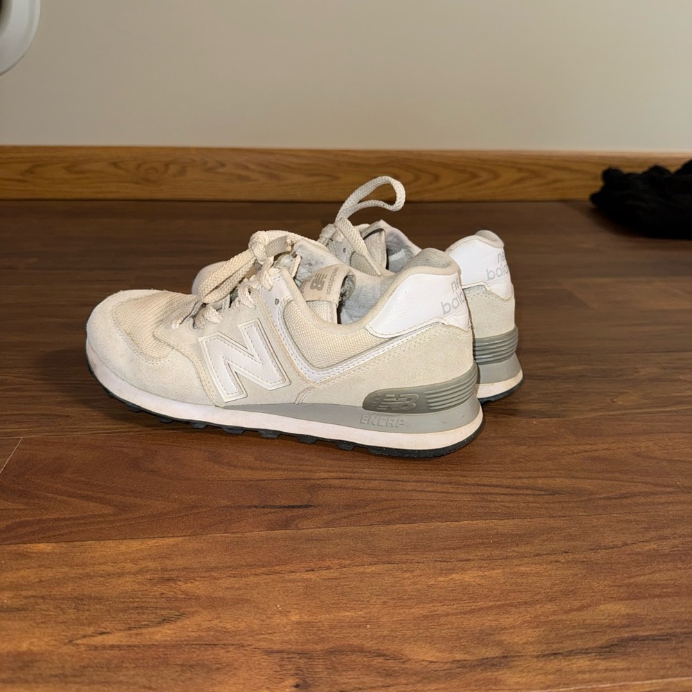New Balance 574 Off-White and Gray Sneakers